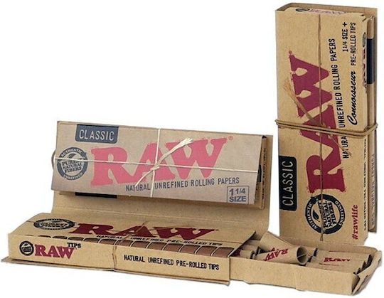 Raw Classic Zigarettenpapier 1+1/4 mit Kegelspitzen 50 Blätter 1Stück