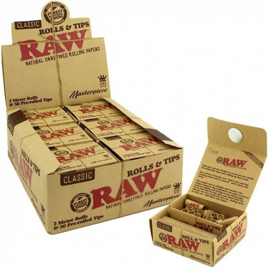 Raw Masterpiece Cigarette Rolling Roll with Cone Tips 3m 1pcs