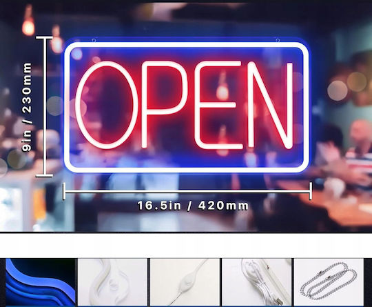 Neon Open Sign Café Bar Shop Usb Switch + Hangers