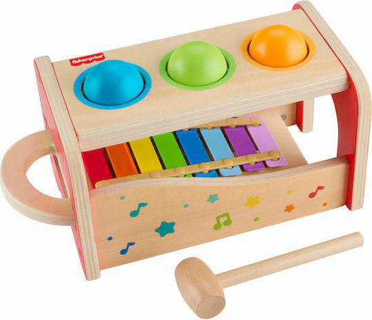 Mattel Musical Instrument Pound & Tap Bench Xylophone made of Wood with Sounds for 18++ Months