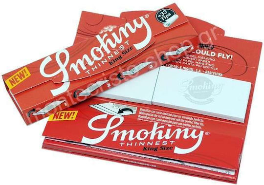 Smoking King Size Thinnest Red Χαρτάκια Στριφτού Τσιγάρου King Size με Τζιβάνες 33 φύλλα 24τμχ