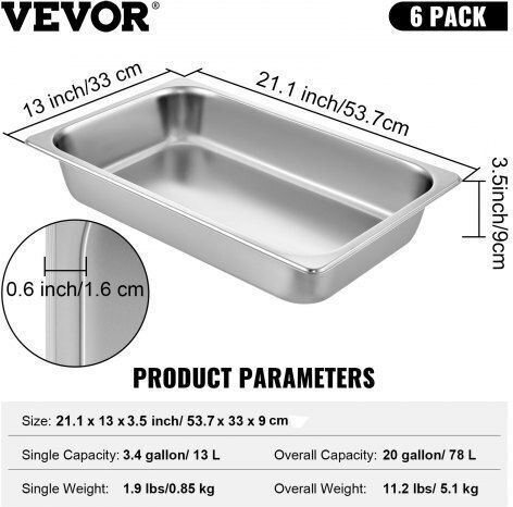 Vevor Stainless Steel Gastronorm