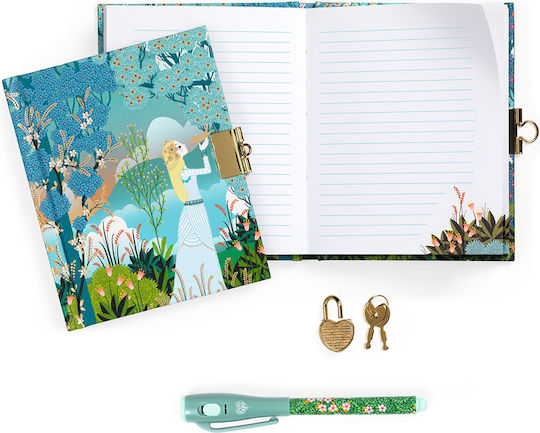 Djeco Charlotte Notebook Ruled with Lock and Pen Holder Multicolour