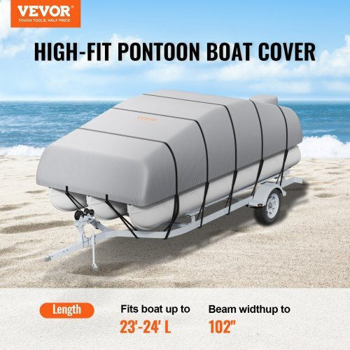Vevor Pontoon Cover 23'-24' Waterproof Grey Fqczx800d2328o284v0
