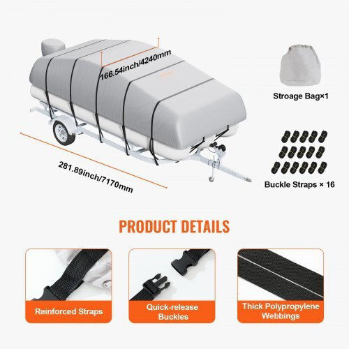 Vevor Pontoon Cover 19'-20' Waterproof Gray Fqczx800d192khiyzv0