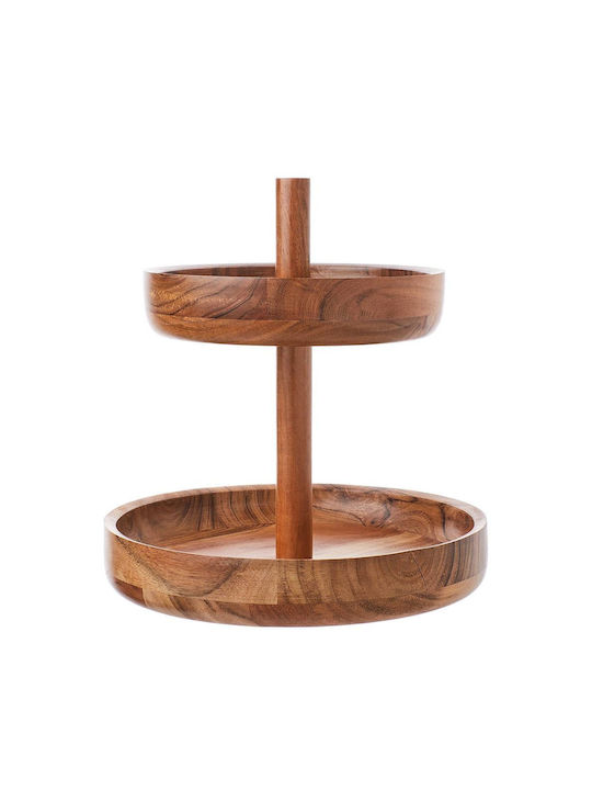 Butlers Ξύλινη Εταζέρα Καφέ Ø27cm Π26xΜ20cm