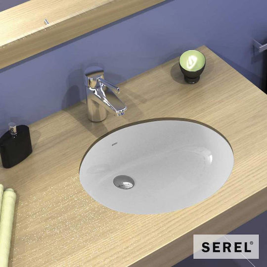 Serel Επικαθήμενος Νιπτήρας Πορσελάνης 47x33.5cm Λευκός