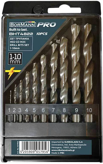 Bormann BHT4822 Set of 10 Drills Cobaltium for Metal