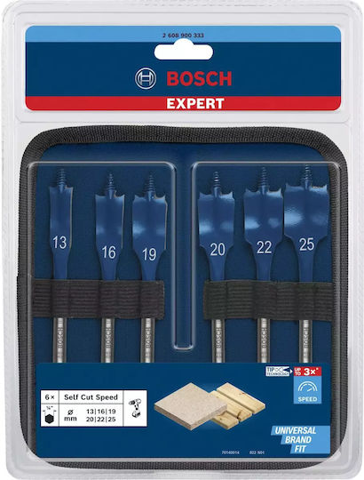Bosch Комплект 6 Свредла Перо с Цилиндрична Опашка за Дървο