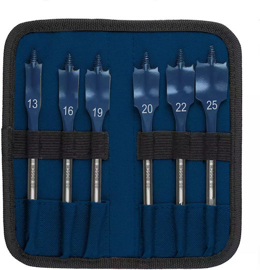 Bosch Self Cut Speed Set of 6 Feather Drills with Cylindrical Shank for Wood