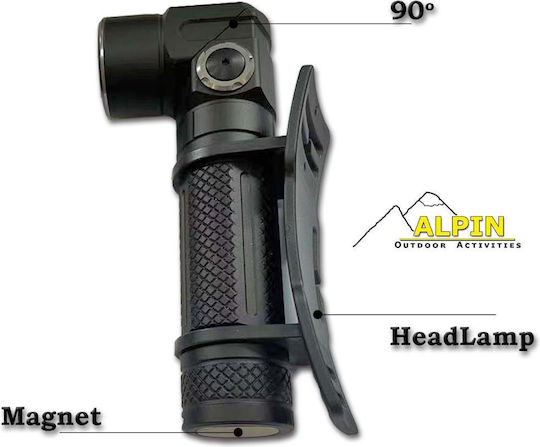 Alpin Rechargeable Headlamp LED with Maximum Brightness 1500lm Black