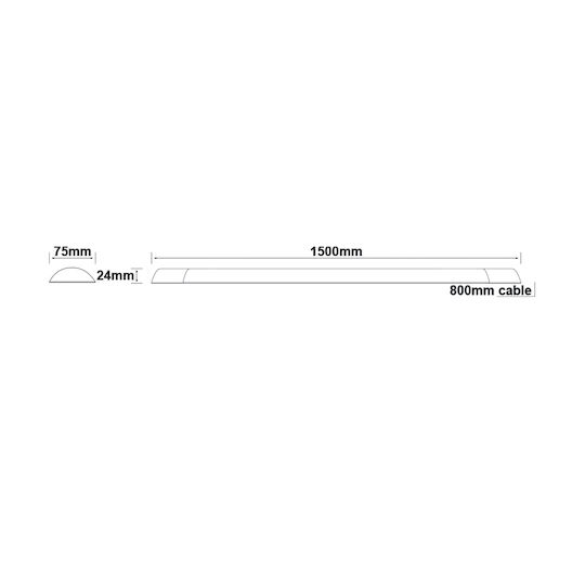 Aca Rimo LED Kommerzielle lineare Beleuchtung Leuchte Decke 43W Warmes Weiß IP44 B50xT25cm