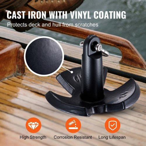 Vevor River Anchor 12 Lbs Cast Iron Black Coating & Ring Hmdpzt12b000edc67v0