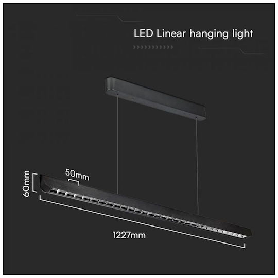 V-TAC LED Γραμμικό Φωτιστικό Οροφής 36W Θερμό Λευκό IP20 Μ122.7xΒ6xΥ5εκ.