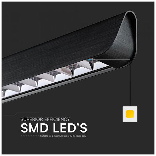 V-TAC LED Γραμμικό Φωτιστικό Οροφής 36W Θερμό Λευκό IP20 Μ122.7xΒ6xΥ5εκ.