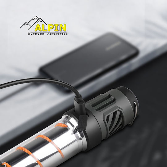 Alpin Επαναφορτιζόμενος Φακός LED IP66 με Μέγιστη Φωτεινότητα 400lm
