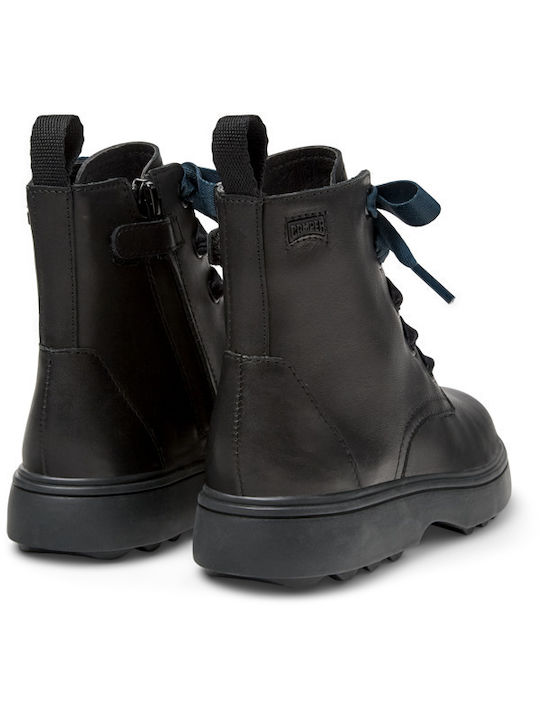 Camper Twins Kids Leather Boots with Lace Black