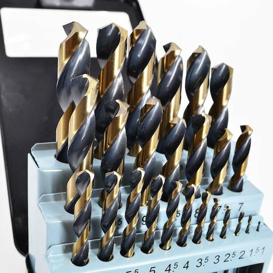 AWTools Σετ 25 Διαμαντοτρύπανα HSS με Κυλινδρικό Στέλεχος για Μέταλλο