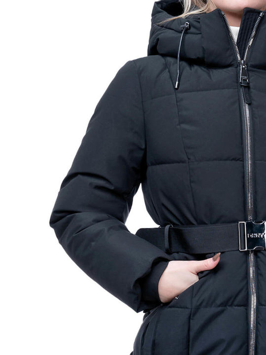 Women's Puffer Jacket for Winter with Hood Black