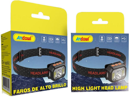 Andowl Rechargeable Headlamp LED with Maximum Brightness 750lm Black