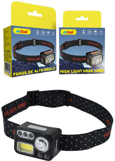 Andowl Rechargeable Headlamp LED with Maximum Brightness 750lm Black