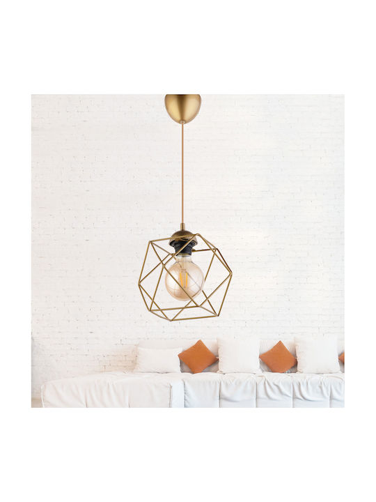 Pendant Light Gold Grid with Socket E27 20x75cm