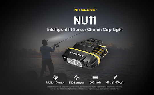 NiteCore Rechargeable Headlamp LED IPX5 with Maximum Brightness 150lm NU11 Black