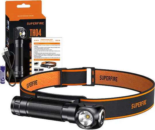 Superfire Επαναφορτιζόμενος Φακός Κεφαλής LED IP44 με Μέγιστη Φωτεινότητα 600lm