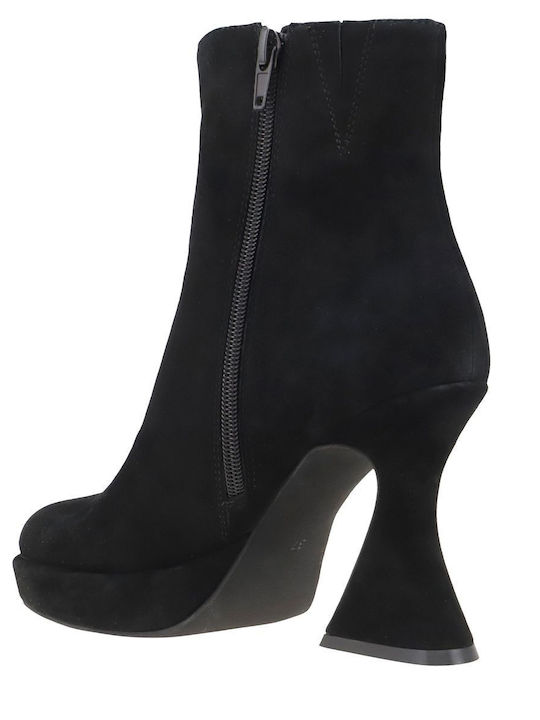 Humanity Suede Γυναικεία Μποτάκια Μαύρα