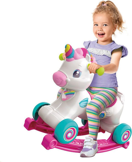 Baby Clementoni Rina Monokerina 3 in 1 Plastic Rocking Toy Unicorn for 12+ months with Sounds & Music with Max Load Capacity 20kg White