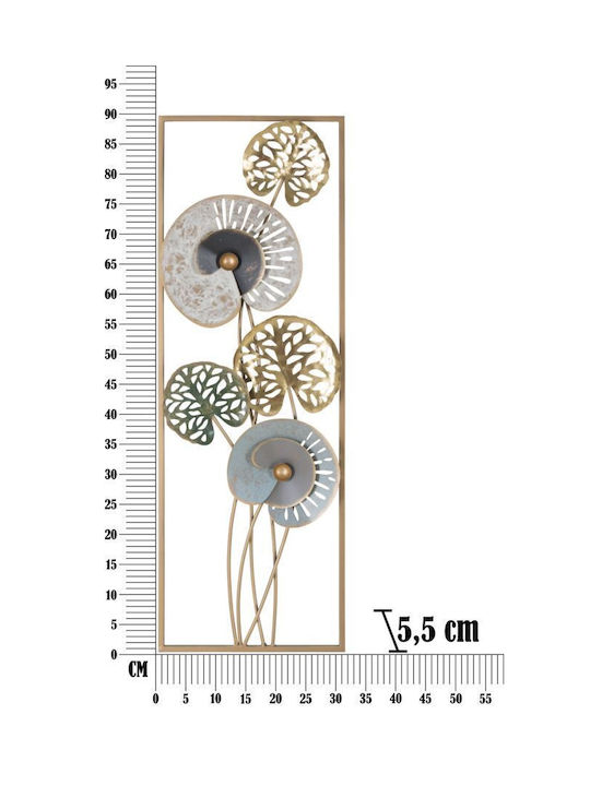 Mauro F Multicolour Wall Decor Made of Metallic 90x5.5x31.2cm