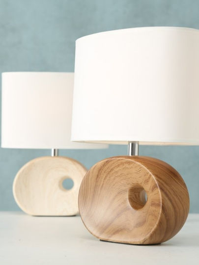 Boltze Ceramic Table Lamp LED with White Shade and Beige Base