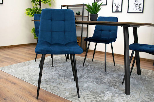 Καρέκλες Τραπεζαρίας Βελούδινες Navy Blue 3τμχ 69x62x48εκ.