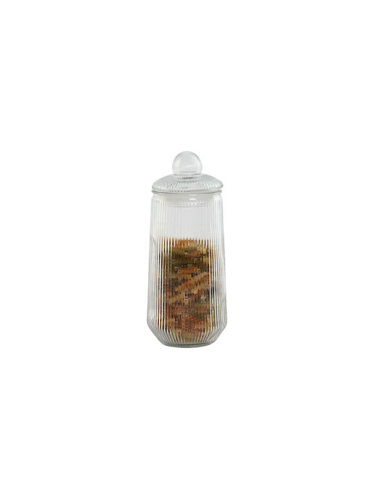 Home Esprit Set of 3pcs Jars General Use with Lid Glass Transparent 3x11.2x26.6cm