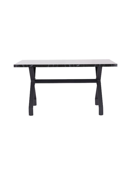 Lana Table Kitchen Wooden with Metal Frame Black Marble-black 140x70x72cm