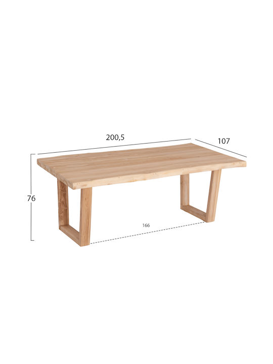 Leopold Masă Sala de mese din Lemn Masiv Light Natural 200.5x107x76buc