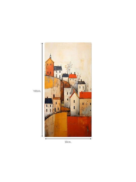 Megapap Houses On The Hill Πίνακας σε Καμβά 50x100cm