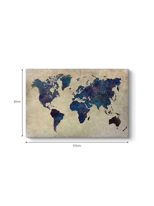 Megapap World Map Gemälde auf Leinwand 125x80cm