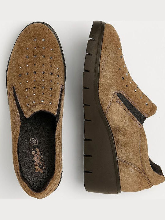 Anatomische Damen Slip-Ons Leder Beigen