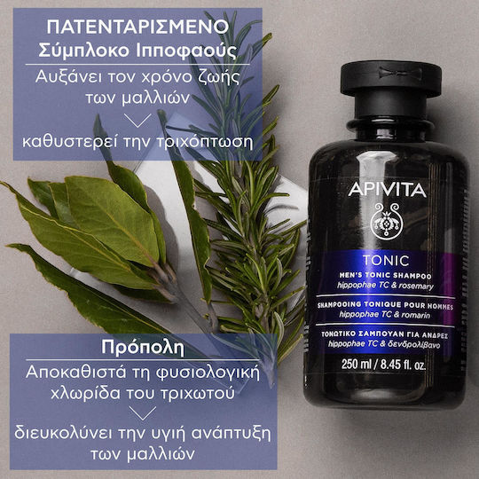 Apivita Men's Tonic Hippophae TC & Rosemary Σαμπουάν κατά της Τριχόπτωσης για Όλους τους Τύπους Μαλλιών 250ml