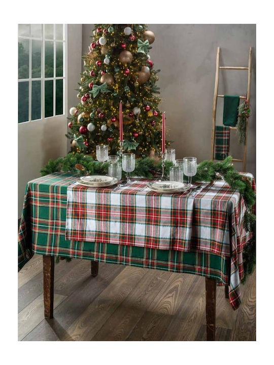Amo La Casa Cotton Checkered Tablecloth for 8 People 140x240 Tartan Red