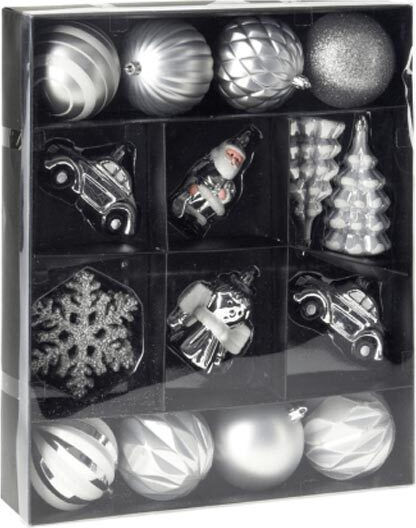 Ornament suspendat Mix Ornamente Argintiu 5x5buc Set 20buc