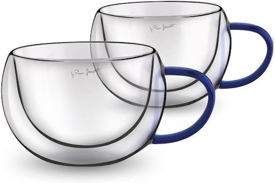 Lamart Vaso Set Căni Cappuccino De sticlă Albastru 270ml 2buc