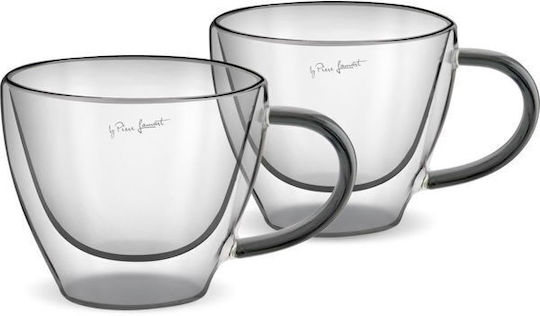 Lamart Vaso Set of Cups Cappuccino Glass Black 190ml 2pcs