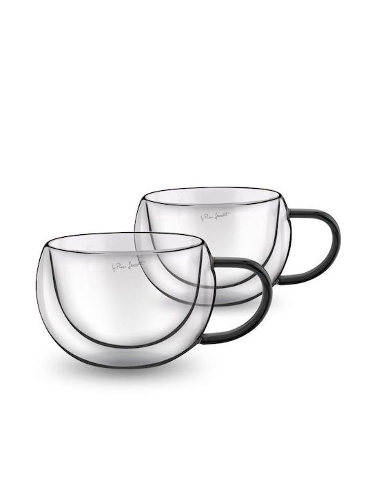 Lamart Vaso Σετ Φλιτζάνια Cappuccino Γυάλινα Μαύρο 270ml 2τμχ