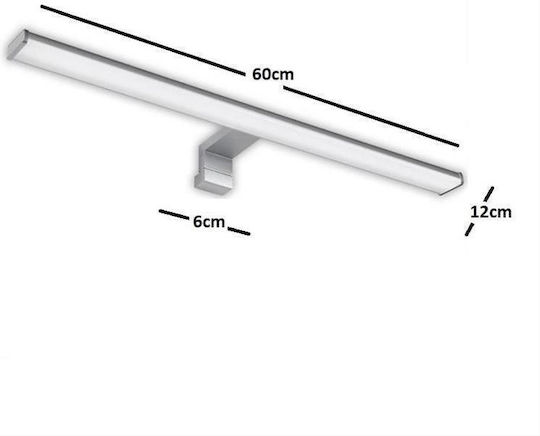 Adeleq Modern Lamp Bathroom with Integrated LED and Natural White Light Silver 40x5.25cm