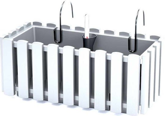 Prosperplast Boardee Fence W planter Self-watering Planter Box Plastic White 38x18x16.2cm.