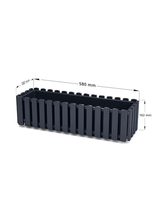 Prosperplast Boardee Fence Planter Planter Box Plastic Charcoal 58x18x16.2cm.