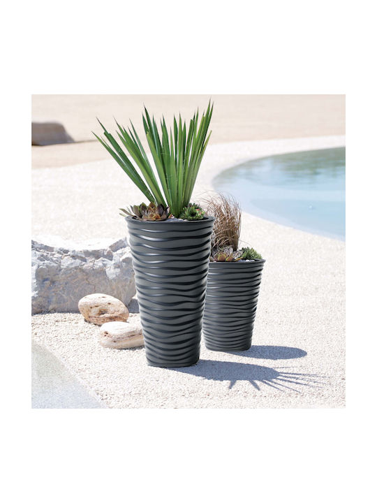 Marhome Sand Slim Pot Plastic Charcoal 38.7x38.7x75cm.