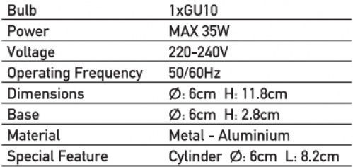 Zambelis Lights Μονό Σποτ με Ντουί GU10 σε Μαύρο Χρώμα